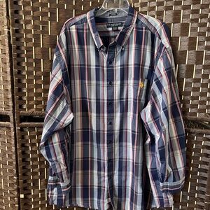 U.S. Polo Assn. Men's Blue and Red Plaid Shirt